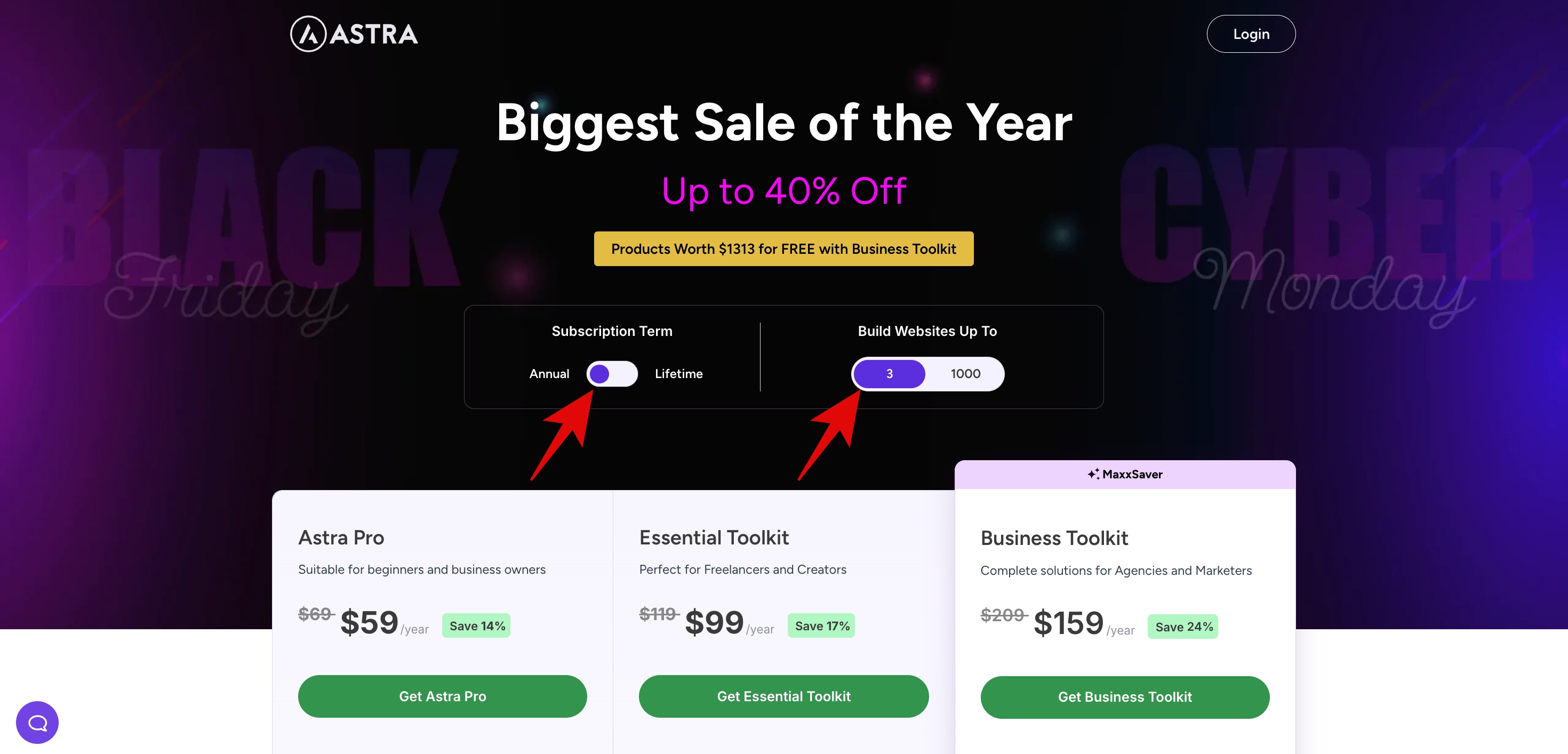 Astra Annual BFCM Plans Astra Annual BFCM Plans