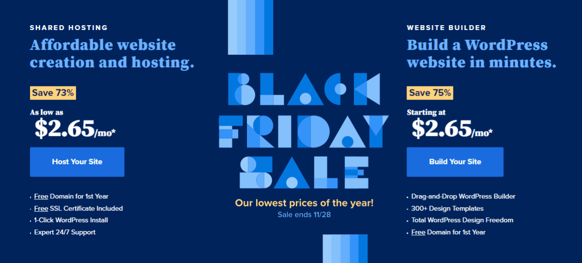 Bluehost Black Friday Homepage