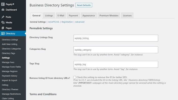 Business Directory Settings Business Directory Settings