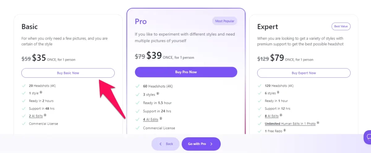 Choose BetterPic Plan