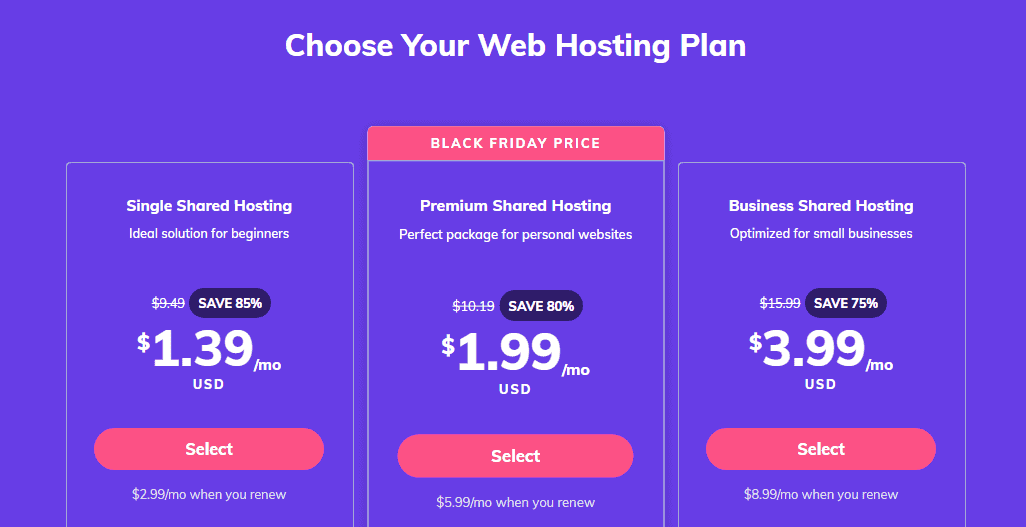 Choose Your Web Hosting Plan