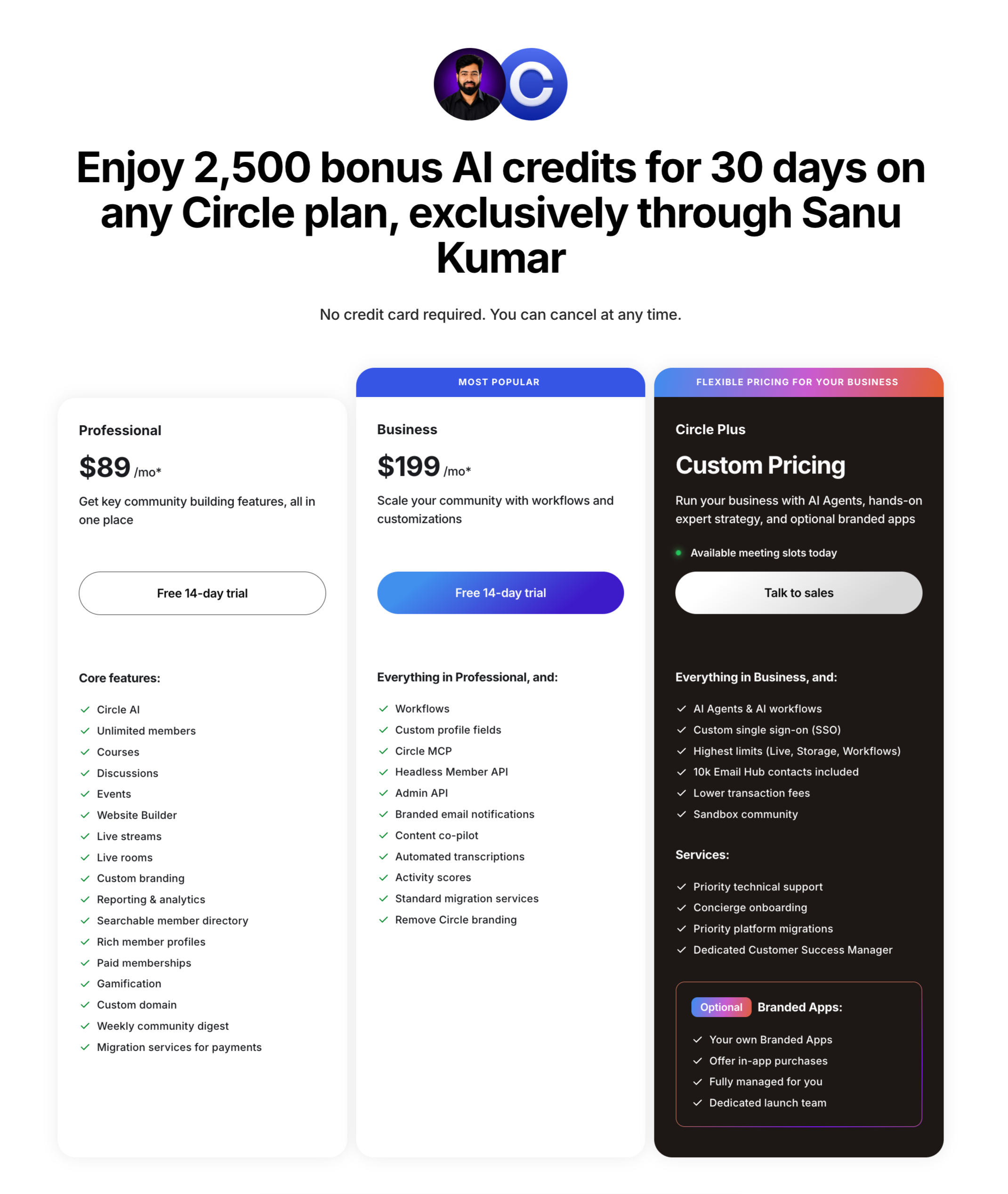 Circle Paid Plans Circle Paid Plans