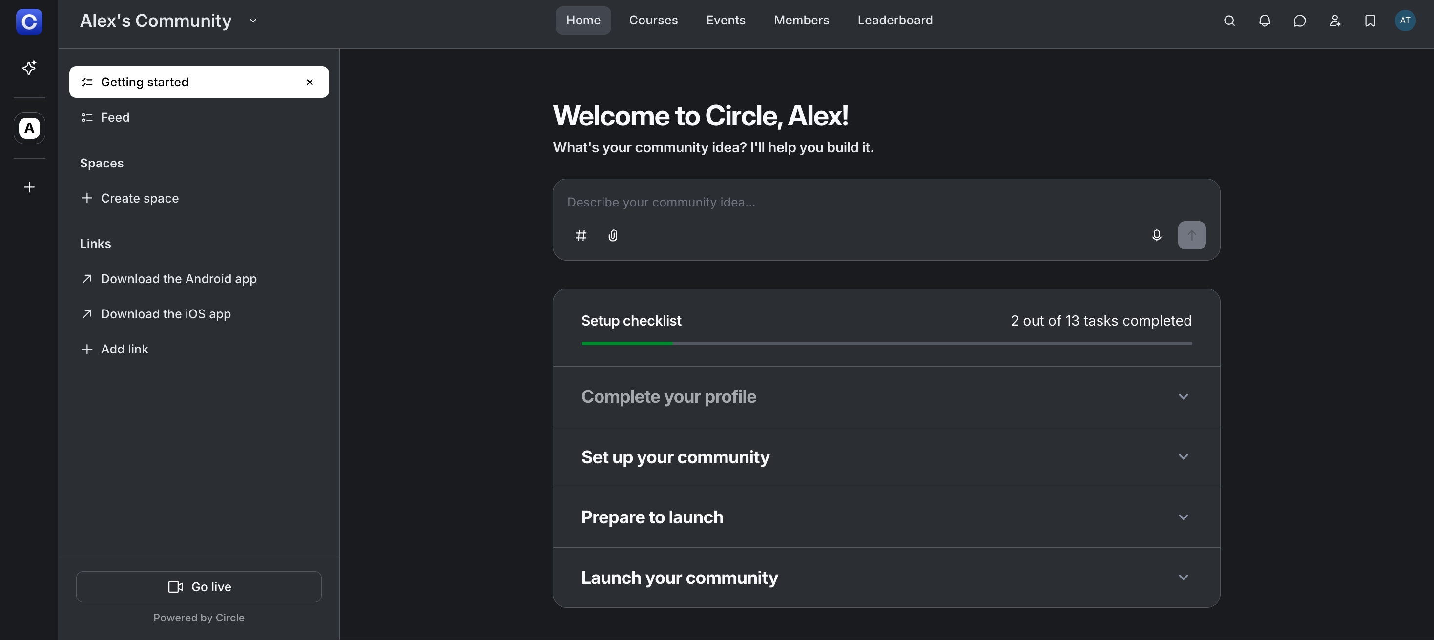 Circle User Dashboard Circle User Dashboard