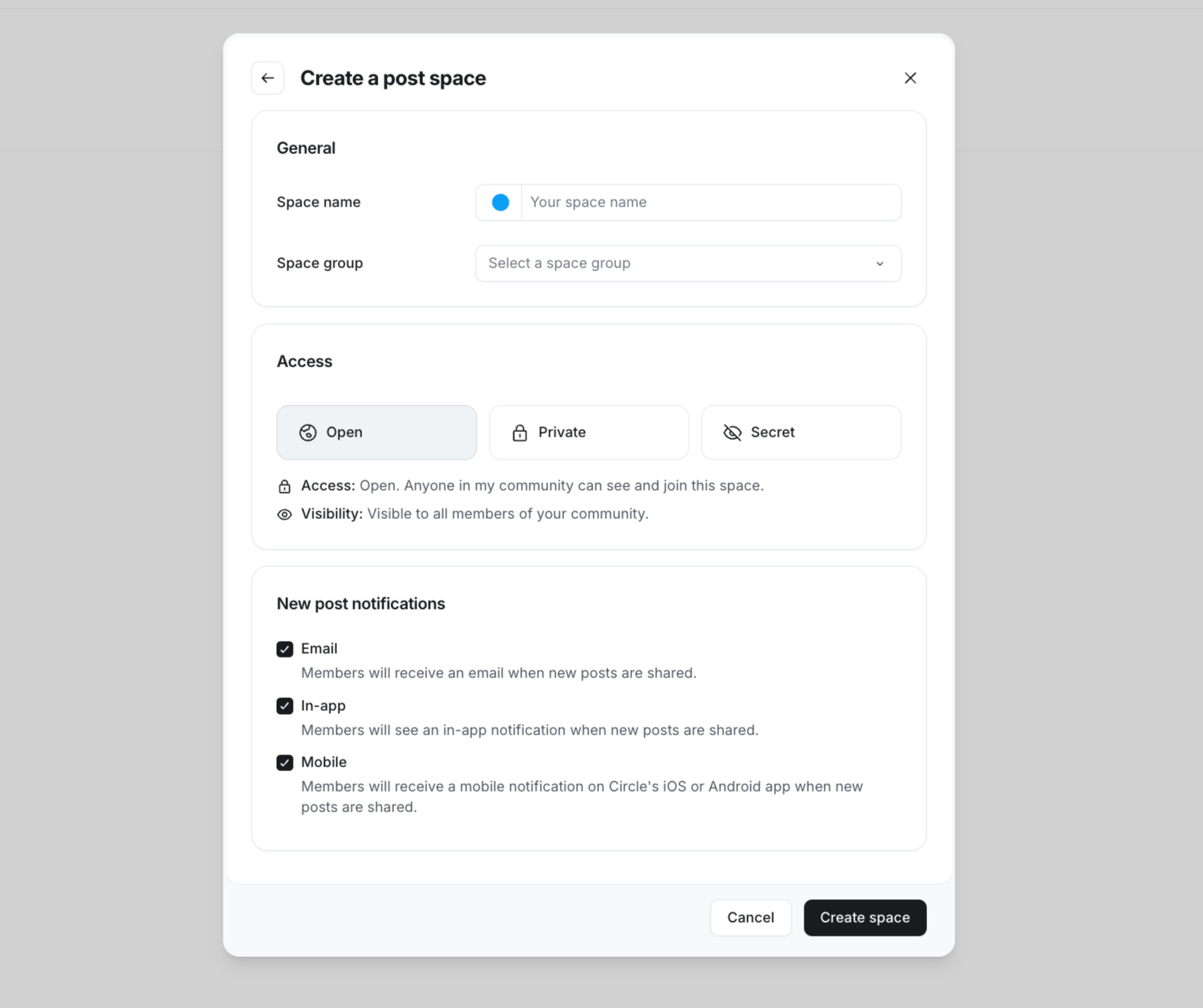 Create a Post Space Create a Post Space