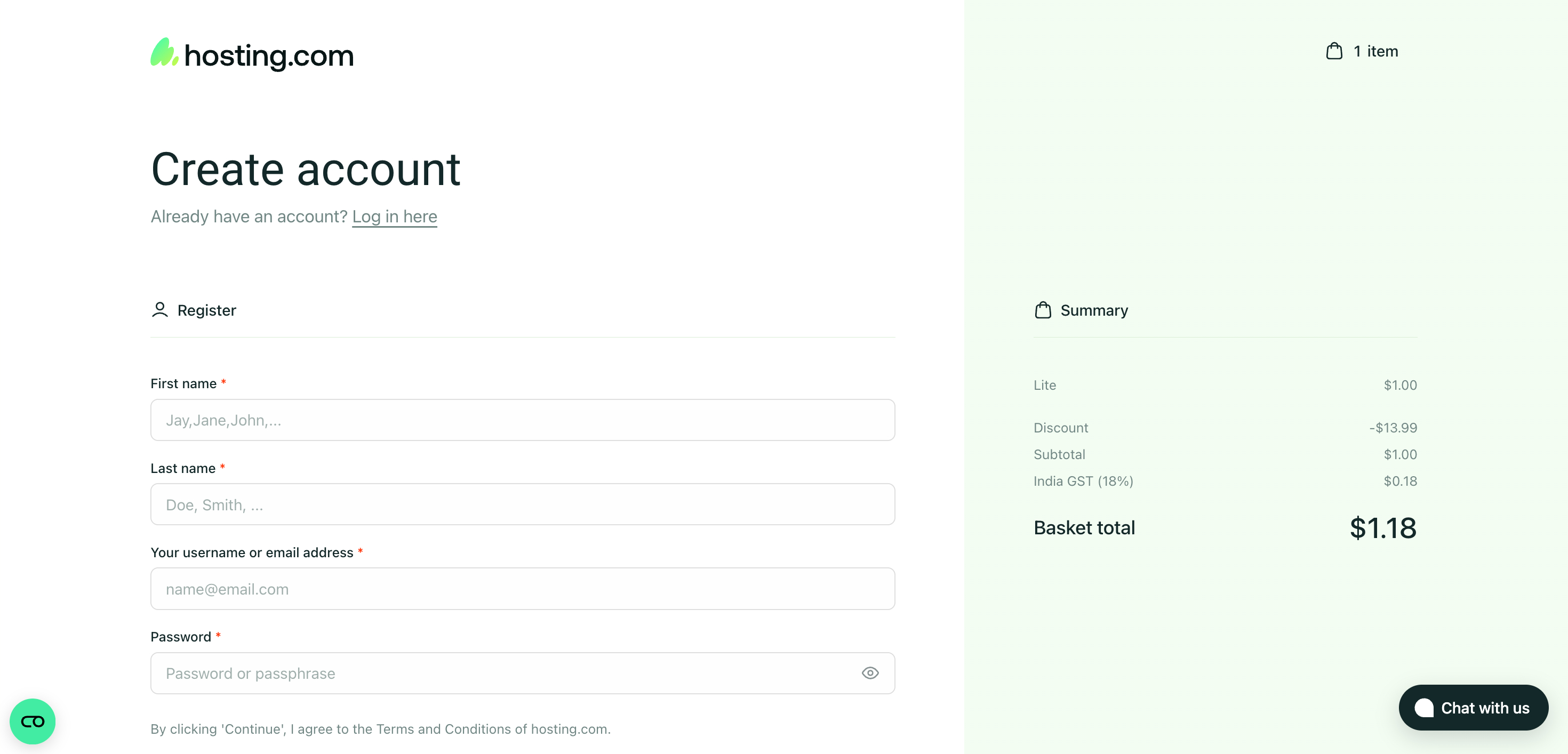 Hosting.com Checkout Page Hosting.com Checkout Page