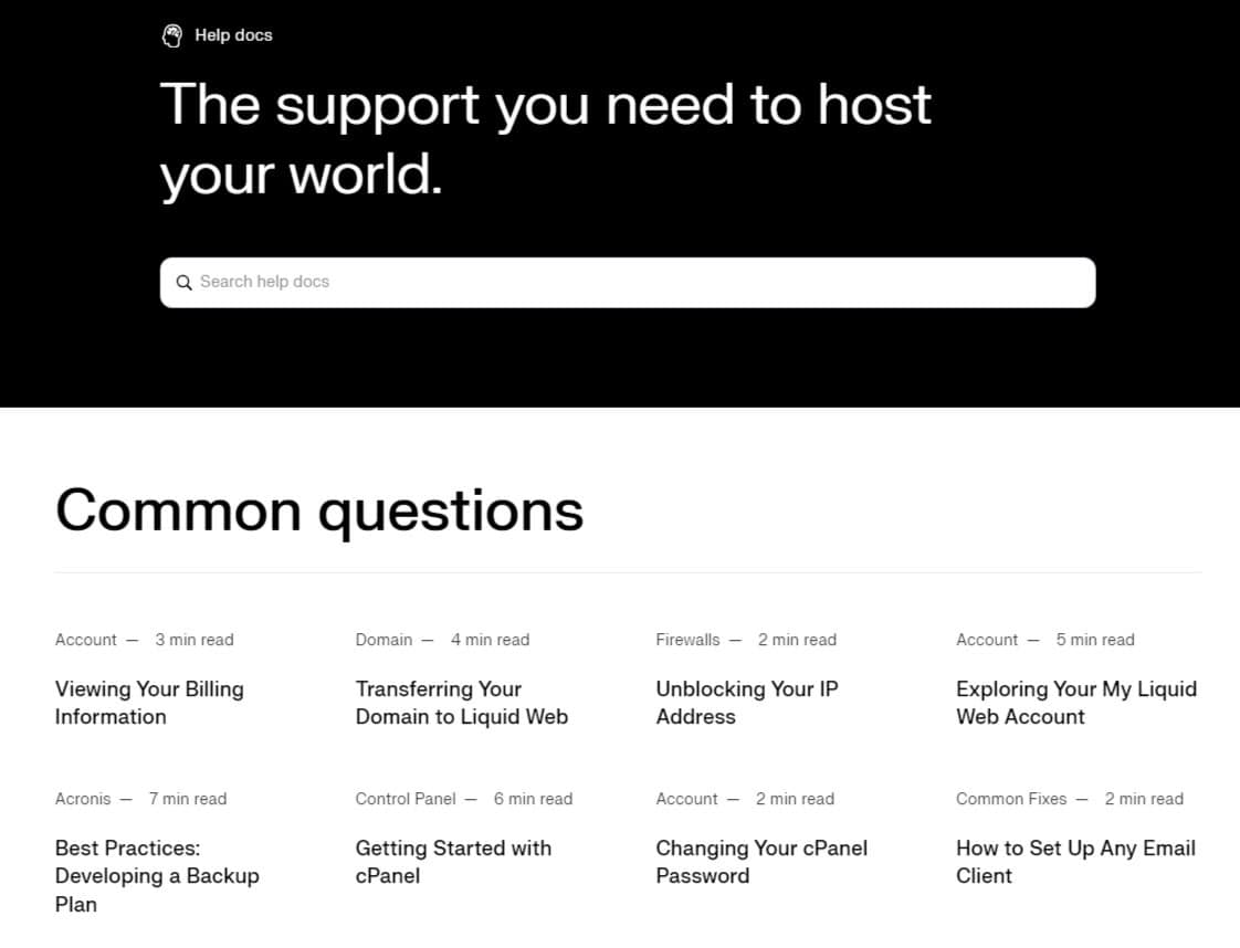 Liquid Web Help Docs