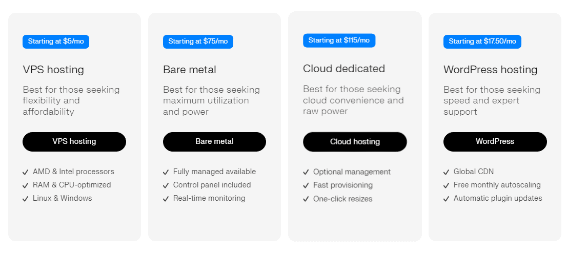 Liquid Web Hosting Types