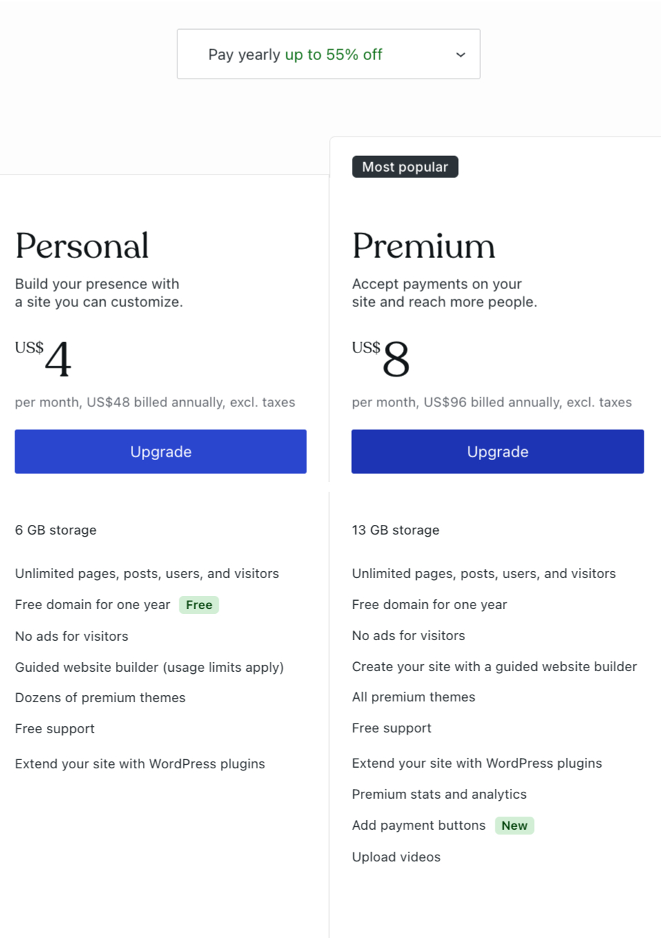 Personal vs Premium