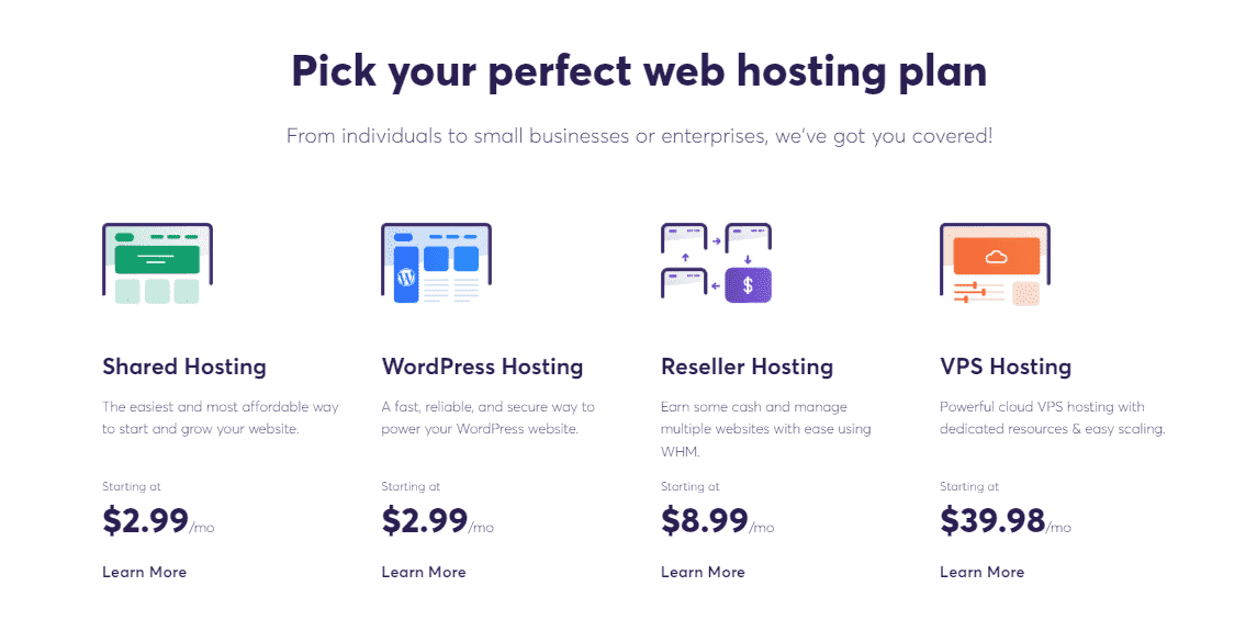 Pick your perfect web hosting plan