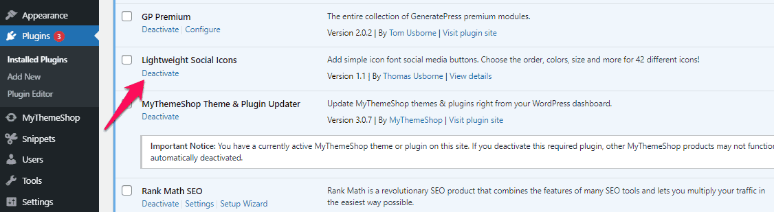 Plugins Deactivate Plugins Deactivate