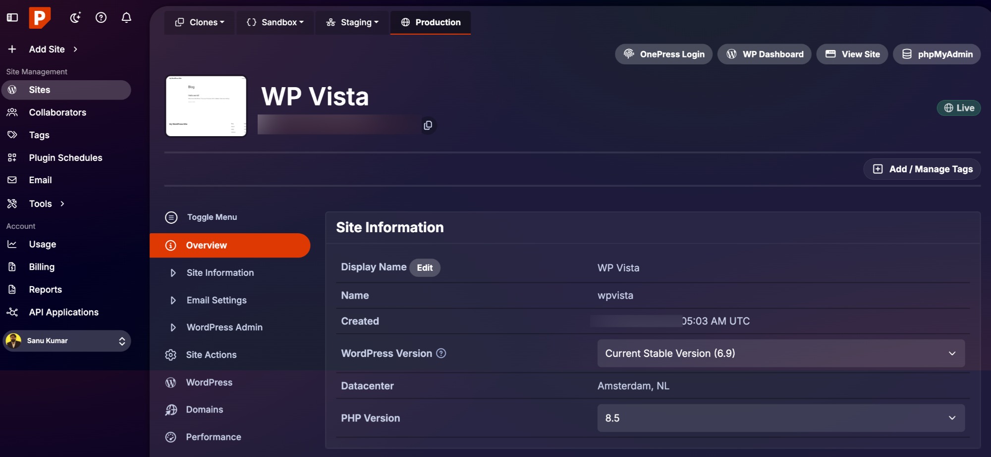 Pressable User Dashboard