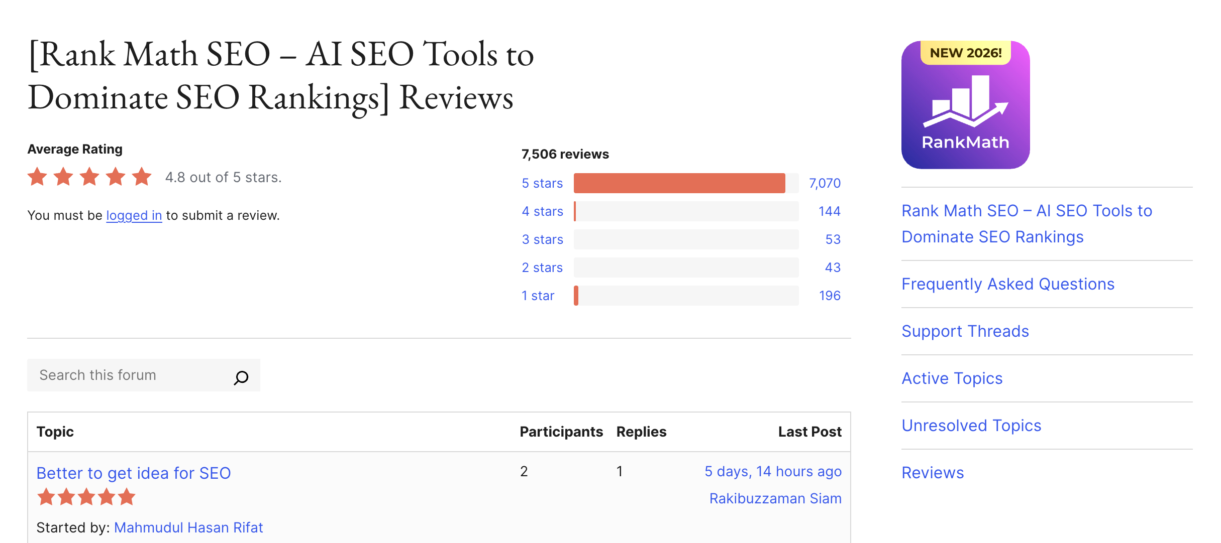 Rank Math Ratings on WordPress Rank Math Ratings on WordPress