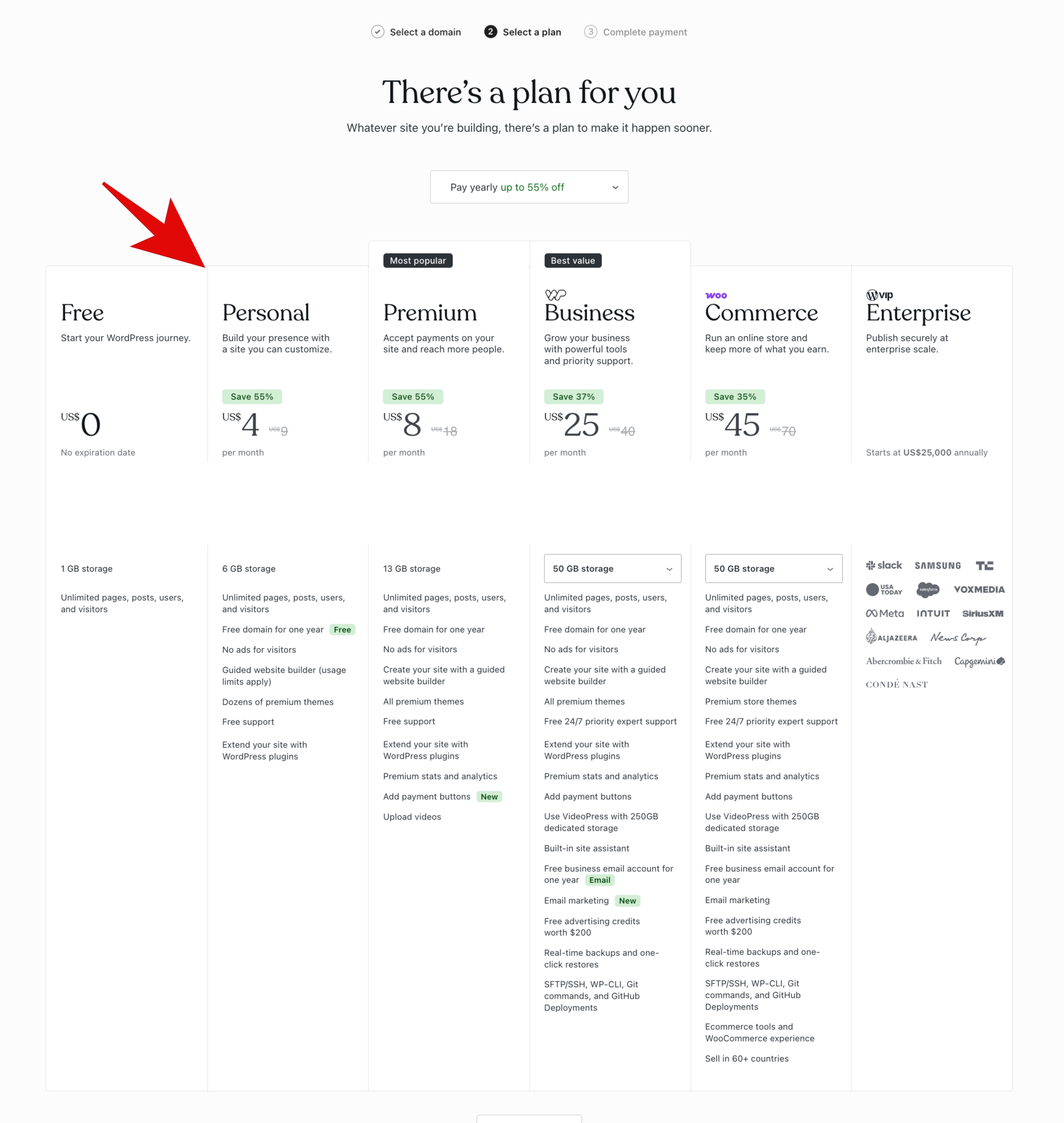 Select Plan WordPress