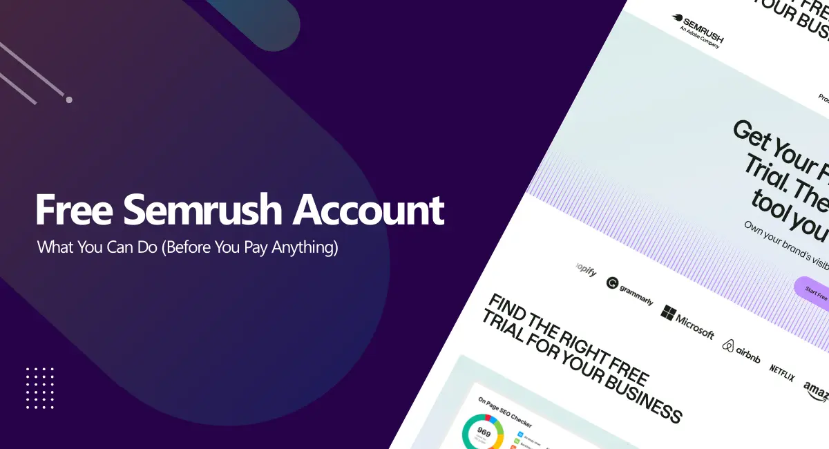 Semrush Free Account What You Can Do Before You Pay Anything Rank Math AI Link Genius Review