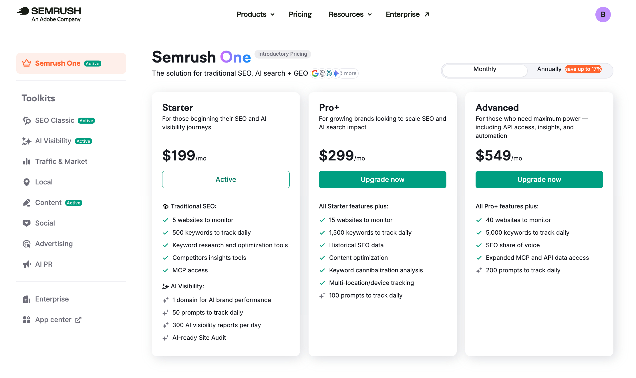 Semrush One Plans