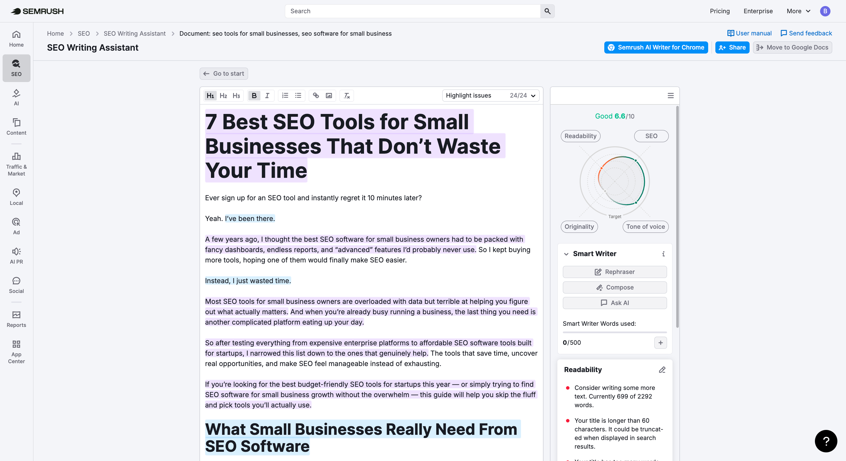 Semrush SEO Writing Assistant