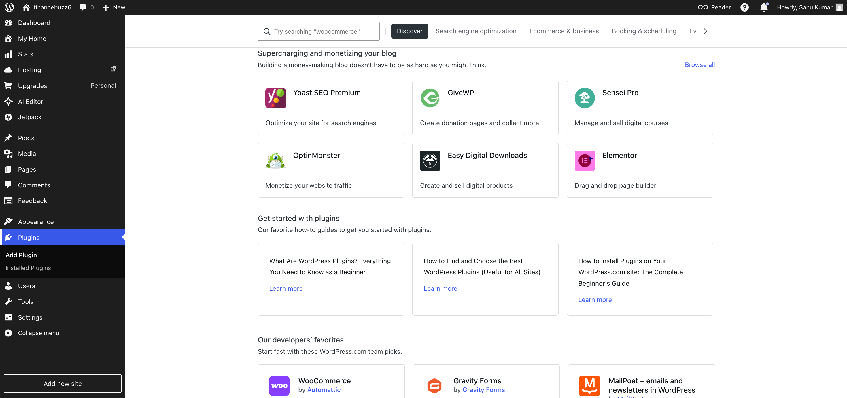 WordPress.com Add Plugins