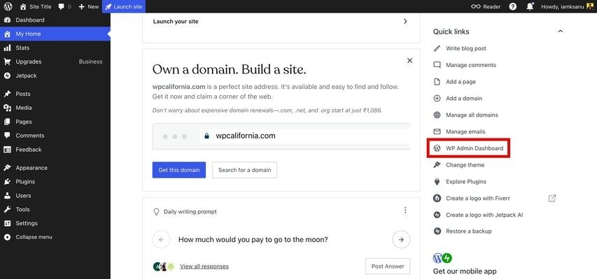 WordPress.com Dashboard WordPress.com Dashboard
